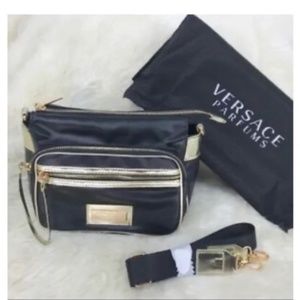NEW Versace Parfum Crossbody Bag Purse Pouch Beauty Case Designer Black Gold 😍